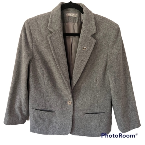 KATE Hill wool and cashmere blazer, 12P, single breasted, lining, pockets. - Picture 4 of 11